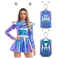 thumbnail image 1 of Aislor Women's Alien Cosplay Dress with Hair Hoop Astronaut Long Sleeve Shiny A-line Halloween Blue XL, 1 of 7