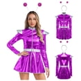 thumbnail image 1 of Aislor Women's Alien Cosplay Dress with Hair Hoop Astronaut Long Sleeve Shiny A-line Halloween Purple 4XL, 1 of 7