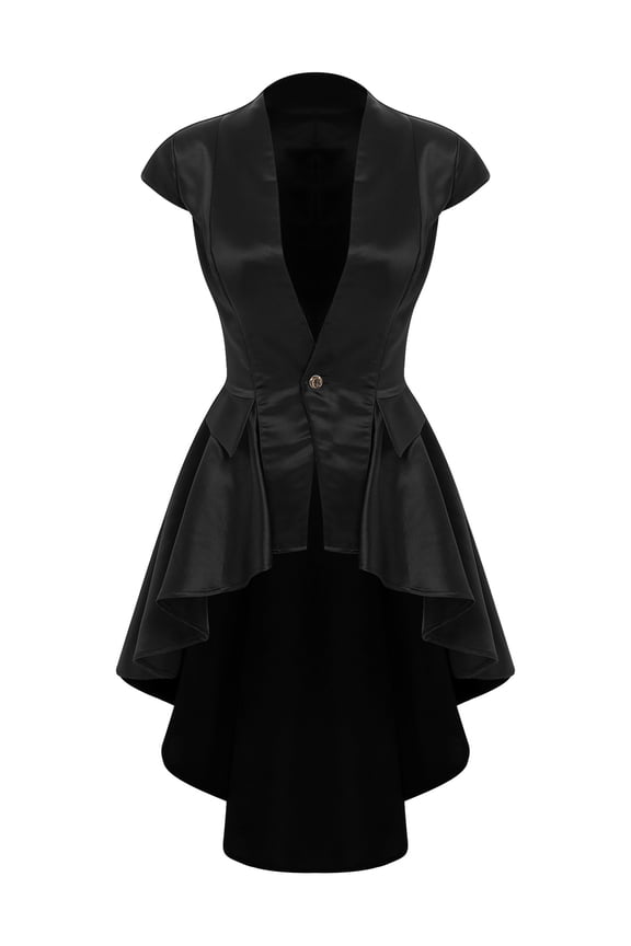 Women's Gothic Steampunk Tailcoat Jacket Victorian Vintage Waterfall Waistcoat Cocktail Party Blazers Black XL