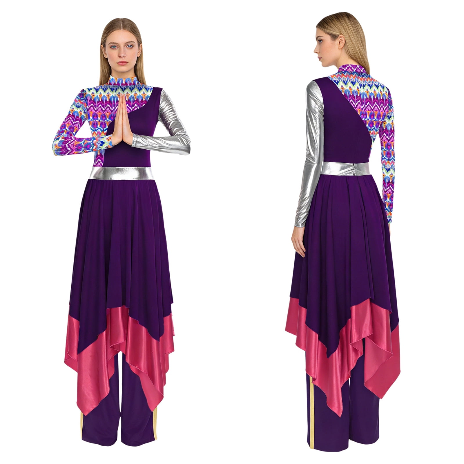 Aislor Women's Liturgical Praise Dance Outfits Camouflage Print Dress ...