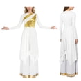 thumbnail image 1 of Aislor Women's Liturgical Worship Praise Dance Costume Long Sleeve Irregular Dress with Wide Leg Pants White Dress with Pant L, 1 of 7