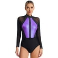 thumbnail image 1 of Aislor Women's Long Sleeve Gymnastics Leotard Shiny Rhinestone Ballet Dancewear Light Purple S, 1 of 7