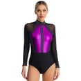 thumbnail image 1 of Aislor Women's Long Sleeve Gymnastics Leotard Shiny Rhinestone Ballet Dancewear Purple M, 1 of 7