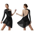 thumbnail image 1 of Aislor Women's Lyrical Dance Long Sleeve Asymmetrical Ballet Skirt Leotard Figure Skating Dress Black XL, 1 of 7