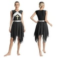 thumbnail image 1 of Aislor Women Cross Liturgical Praise Church Worship Overlays Tunic Lyrical Dance Costume Black XXL, 1 of 7