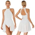 thumbnail image 1 of Aislor Women's Lyrical Dress Sleeveless Color Block Chiffon Skirted Leotard Contemporary Dance White S, 1 of 7