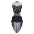 thumbnail image 1 of Aislor Women's Rhinestone Lyrical Jazz Dance Leotard Ballroom Tango Dance Dress Prom Party Mock Neck Bodysuit Black S, 1 of 7