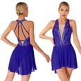 thumbnail image 1 of Aislor Women's Rhinestone Figure Skating Sleeveless Ballet Lyrical Dance Dress Royal Blue M, 1 of 7