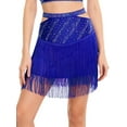 thumbnail image 1 of Aislor Women's Rhinestone Shiny Latin Dance Fringe Hem Salsa Tango Ballroom Performance Skirt Blue XL, 1 of 7