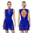 thumbnail image 1 of Aislor Women's Shiny Rhinestone Figure Skating Lyrical Ballet Dance Sleeveless Backless Dress Blue XXL, 1 of 7