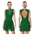 thumbnail image 1 of Aislor Women's Shiny Rhinestone Figure Skating Lyrical Ballet Dance Sleeveless Backless Dress Green M, 1 of 7
