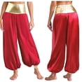 thumbnail image 1 of Aislor Women's Silky Satin Arabian Cosplay Wide Leg Pants Silky High Waist Loose Belly Dance Costume Burgundy 3XL, 1 of 7