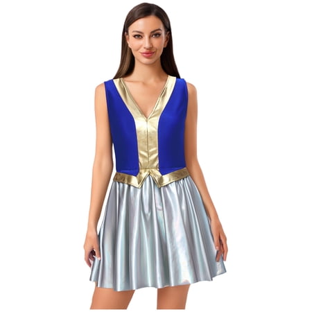 Aislor Women's Toadette Mushroom Toad Cosplay Toadstool Halloween Dress Blue M