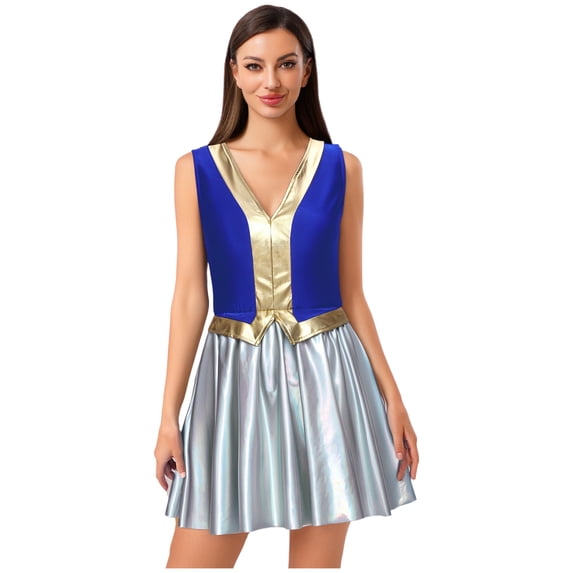 Aislor Women's Toadette Mushroom Toad Cosplay Toadstool Halloween Dress Blue M