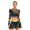 thumbnail image 1 of Aislor Womens 2 Piece Long Sleeve Cheerleading Outfits Crop Tops With Dance Skirt For Rave Dancewear Gold XL, 1 of 7