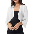 thumbnail image 1 of Aislor Womens 3/4 Sleeve Bolero Chiffon Shrug Open Front Cropped Cardigans for Wedding Party Dress Size S-3XL Ivory S, 1 of 7