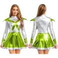 thumbnail image 1 of Aislor Womens Alien Robot Halloween Cosplay Long Sleeve Metallic Shiny Party Dress Green XXL, 1 of 6