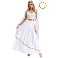 thumbnail image 1 of Aislor Womens Ancient Roman Queen Toga Robe Dress with Leaf Garland Headwear Greek Beauty Costume White L, 1 of 7