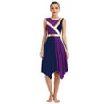 thumbnail image 1 of Aislor Womens Color Block Sleeveless Asymmetrical Hem Dress Dancewear Purple&Navy Blue XL, 1 of 7