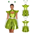 thumbnail image 1 of Aislor Womens Outer Space Alien Dress with Gloves Headband Halloween Space Cadet Rave Outfit Green XL, 1 of 7