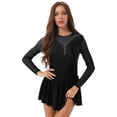 thumbnail image 1 of Aislor Womens Shiny Rhinestone Mesh Figure Ice Skating Dress Lyrical Dance Costume Gymnastic Leotard, 1 of 6