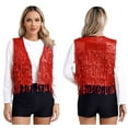 thumbnail image 1 of Aislor Womens Shiny Sequin Sleeveless Vest Sparkly Lightweight Jacket Cardigan Dancing Vest A Red 3XL, 1 of 7