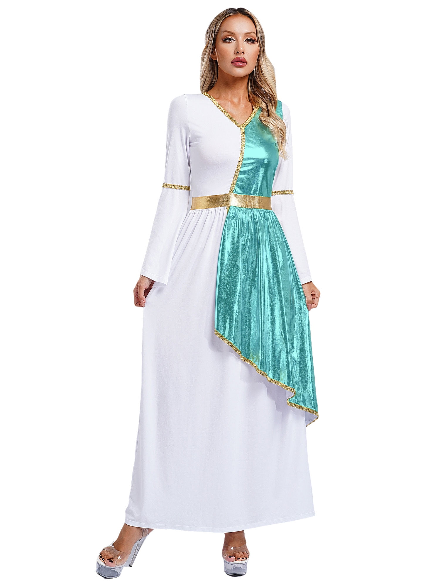 Aislor Womens Toga Costume Halloween Outfits Adult Queen Princess Overlay  Tunic Praise Dance Dress Sky Blue 3XL - Walmart.com