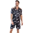 thumbnail image 1 of Aisomnus Men's Silk Pajama Set | Silky Satin | Short Sleeve Top and Shorts | Button nightwear Set-L, 1 of 8