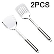 Aiteng 2 Pack Stainless Steel Solid & Slotted Spatulas Set, Kitchen Utensil Metal Spatula for Cooking Steak Egg Pancakes