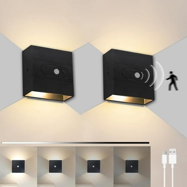 Aiteng 2 Pack Wireless Rechargeable Wall Sconce, Brightness Adjustable Motion Sensor Light Indoor, Wall Lights for Bedroom with Switch, Warm Light 3300k