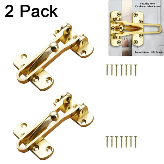 Aiteng 2Pcs Door Lock, Durable Door Security Latch, Extra Door Lock from Inside Suitable for Home and Hotel, Gold