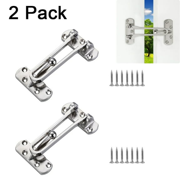 Aiteng 2Pcs Door Lock, Durable Door Security Latch, Extra Door Lock from Inside Suitable for Home and Hotel, Silver