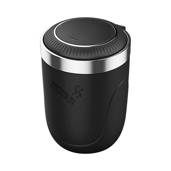 Aiteng Car Ashtray with Detachable Lid and LED Light, Portable Ashtray for Vehicles, Black