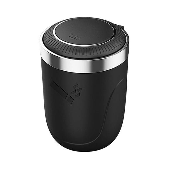 Aiteng Car Ashtray with Detachable Lid and LED Light, Portable Ashtray for Vehicles, Black
