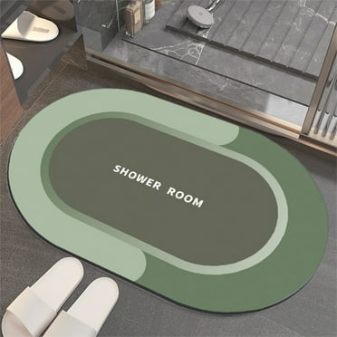 Aiteng Diatomaceous Bath Rug, Super Absorbent Non Slip Bathroom Floor Mats, Washable Bathtub Room Shower Rug, Green