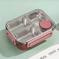 thumbnail image 1 of Aiteng Lunch Box with Tableware, Stainless Steel Bento Box Adult, Leakproof Portable Lunch Box Containers with 3-Compartments, Pink, 1 of 7