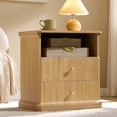 thumbnail image 1 of Aitjunz 23'' Tall Modern 2 Drawers Night Stand, Wooden Nightstand with Charging Station, Large Mid Century Beside Table w/Open Shelf, End Table for Living Room and Bedroom, 1 of 7