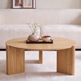 thumbnail image 1 of Aitjunz 33" Round Coffee Table, Modern Wood Center Table with Unique Pedestal Base for Living Room, Natural, 1 of 8