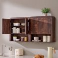 thumbnail image 1 of Aitjunz 46" W Kitchen Wall Cabinet, Wooden Wall Mounted Cabinet with Doors and Adjustable Shelf for Dining Room and Bathroom, Brown, 1 of 7