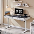 thumbnail image 1 of Aitjunz 55.1" Electric Standing Desk with 3 Drawers, Height-Adjustable Gaming Computer Desk with Memory Preset for Home Office, White, 1 of 8