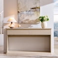 thumbnail image 1 of Aitjunz 63" Console Table with 2 Drawers and Storage Shelf, Waterfall Wood Grain Entryway Table with Curved Edges, Long Sofa Table for Living Room, Hallway and Foyer, 1 of 6