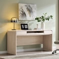 thumbnail image 1 of Aitjunz 63" Modern Office Desk with 2 Drawers and Keyboard Tray Storage, Wood Computer Desk w/Charging Station & Curved Edge Design for Home Office, Bedroom, Study Room, Natural, 1 of 9