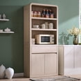thumbnail image 1 of Aitjunz 71'' Tall Kitchen Storage Cabinet with Door and Drawer, Wooden Pantry Cabinet w/ Open Shelf and Adjustable Shelf, 5 -Tier Large Cabinet w/ Cured Profile Design for Dining Room, 1 of 7