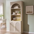 thumbnail image 1 of Aitjunz 77.6" Tall Pantry Cabinet, Kitchen Pantry Storage Cabinet with Adjustable Shelves, Open Storage and 2 Fluted Doors, Freestanding Kitchen Cabinet for Dining Room, Cream, 1 of 8