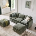 thumbnail image 1 of Aitjunz 85.83" U-Shaped Modular Sectional Sofa with Storage Seats and 2 Ottomans, 3-Seat Chenille Couch, Reconfigurable Sofa for Living Room, Green, 1 of 6