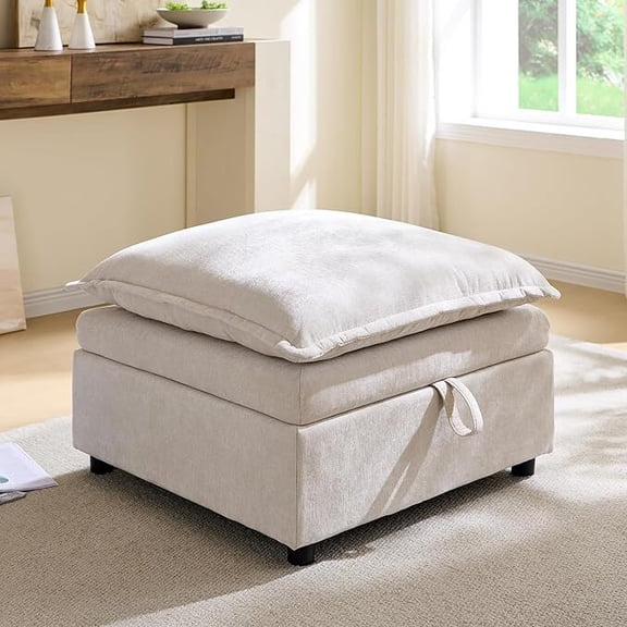Aitjunz Chenille Upholstered Rectangle Ottoman for Modular Sectional Cloud Couch, Modular Sectional Couch Add Ons for Living Room, Bedroom