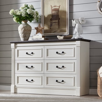 modern farmhouse dresser walmart Better Homes & Gardens Modern Farmhouse 56.85" Wide 6 Drawer Dresser, Rustic White Finish