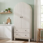 Representative product-family photo: Aitjunz Fluted Arched Pantry Storage Cabinet, 71'' Kitchen Tall Cabinet with 2 Doors & 2 Large Drawers, Wooden Cabinet w. Pictured option and availability are unverified.