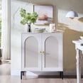 thumbnail image 1 of Aitjunz Modern Buffet Cabinet with Storage, 34'' Tall Sideboard and Buffets, Fluted Arched Cabinet w/Adjustable Shelces, Wooden Coffee Bar for Dining Room, Kitchen, Living Room, Entryway, White, 1 of 7