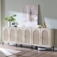 thumbnail image 1 of Aitjunz Modern Buffet Cabinet with Storage, 92.63'' W Sideboard and Buffets, Fluted Arched Cabinet w/Adjustable Shelces, Wooden Coffee Bar for Dining Room, Kitchen, Living Room, Entryway, Natural, 1 of 7